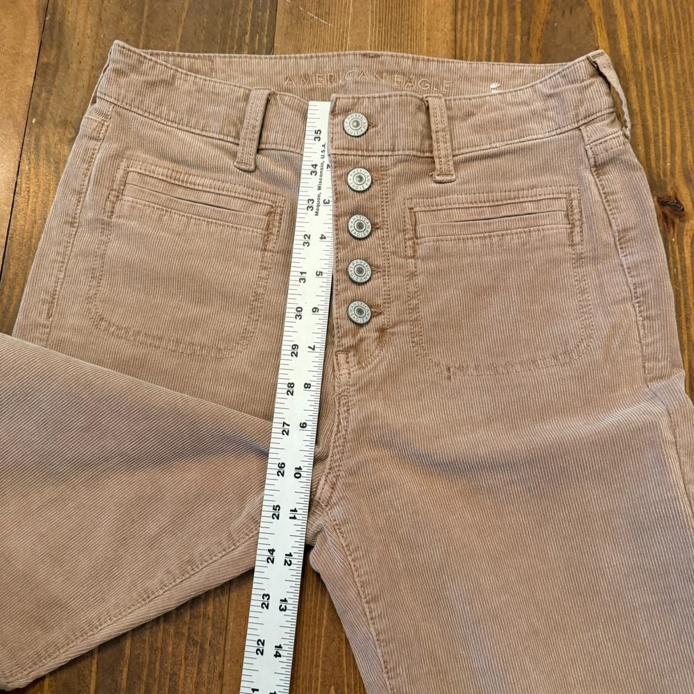 American Eagle Jeans Womens 6 Beige Corduroy Super High Rise Flare Stretch - Picture 4 of 9